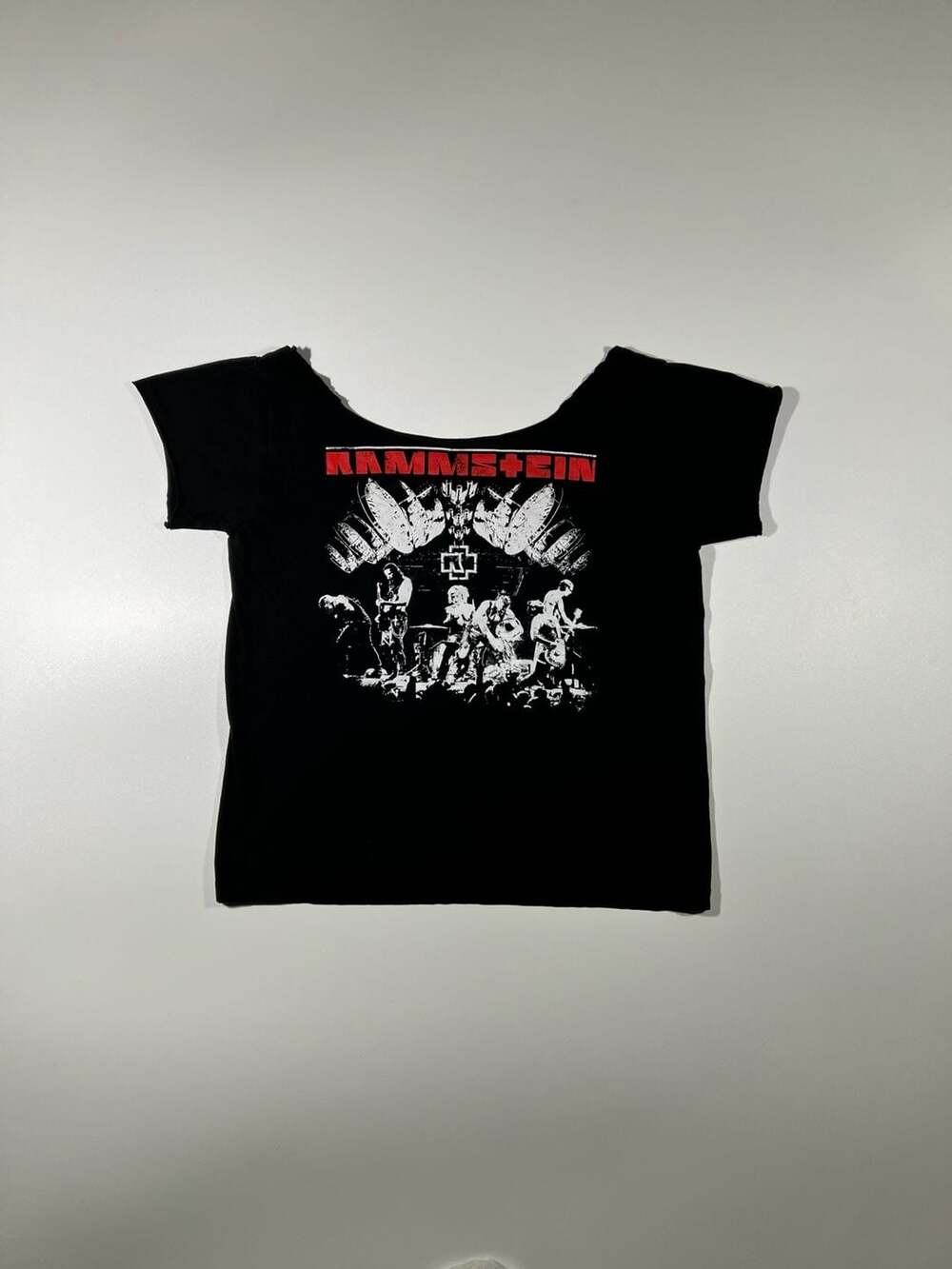 Rammstein Vintage Band T with Custom Wide Scoop Neck
